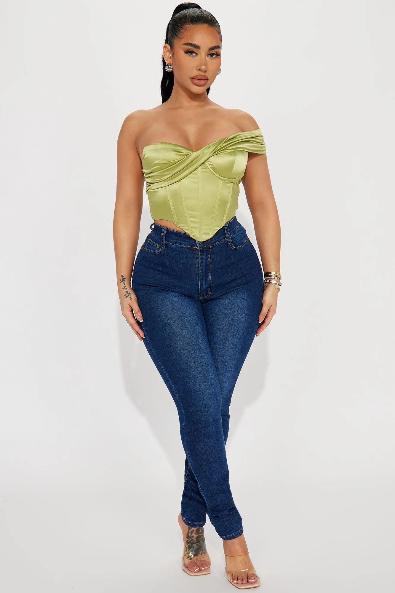 Araceli Corset Top - Chartreuse