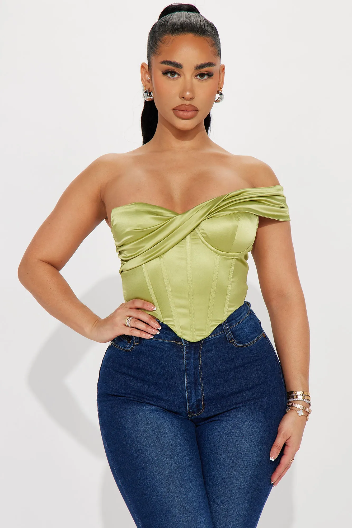 Araceli Corset Top - Chartreuse