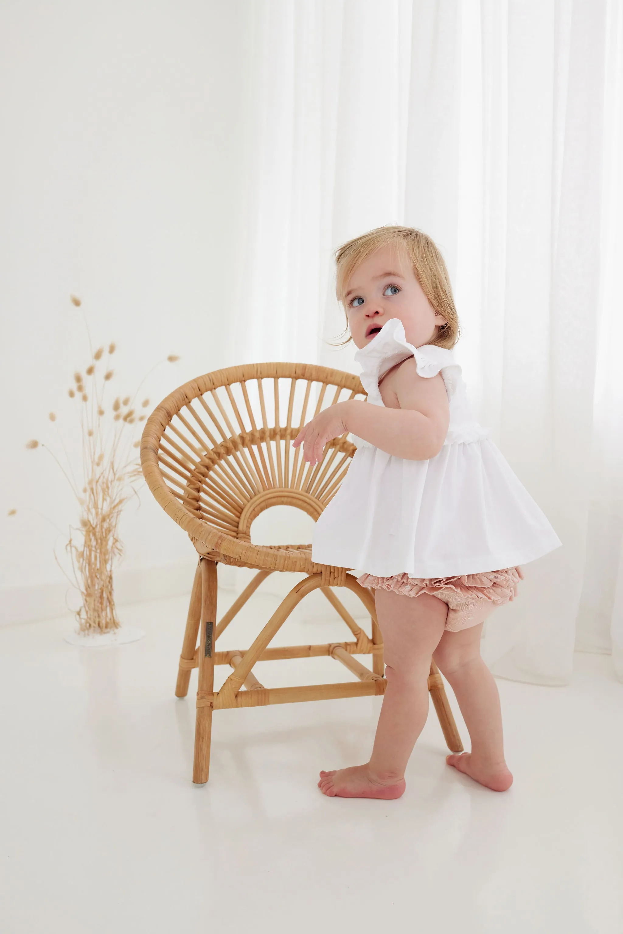 Aster and Oak Embroidered Ruffle Top
