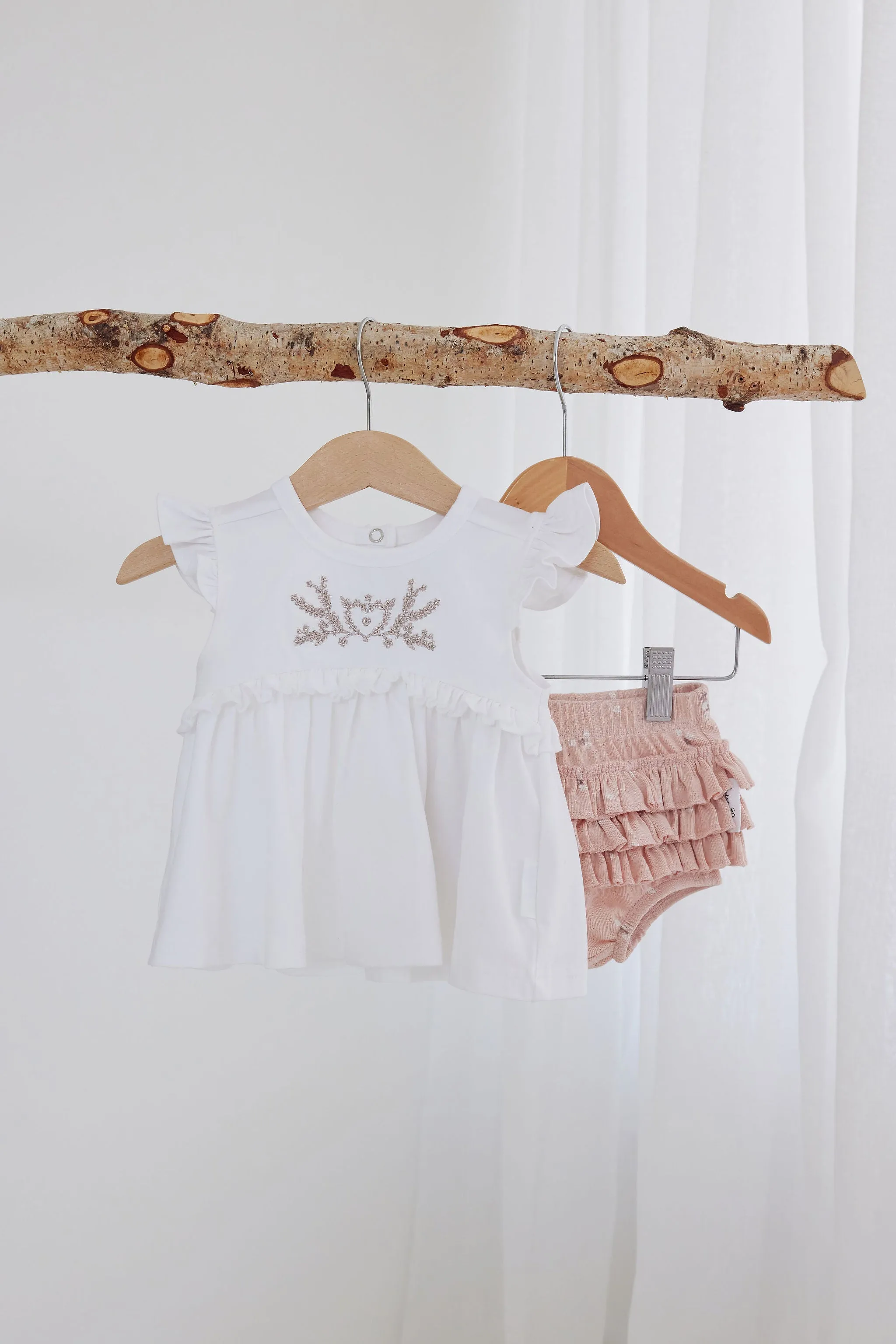 Aster and Oak Embroidered Ruffle Top