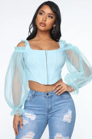 Ava Corset Ruffle Top - Blue