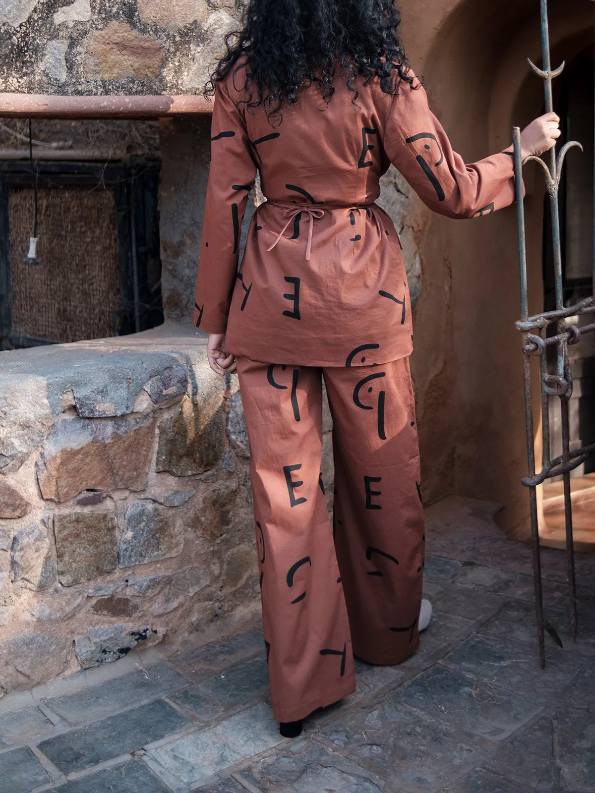 Copper Line Printed Friday Flared Pants