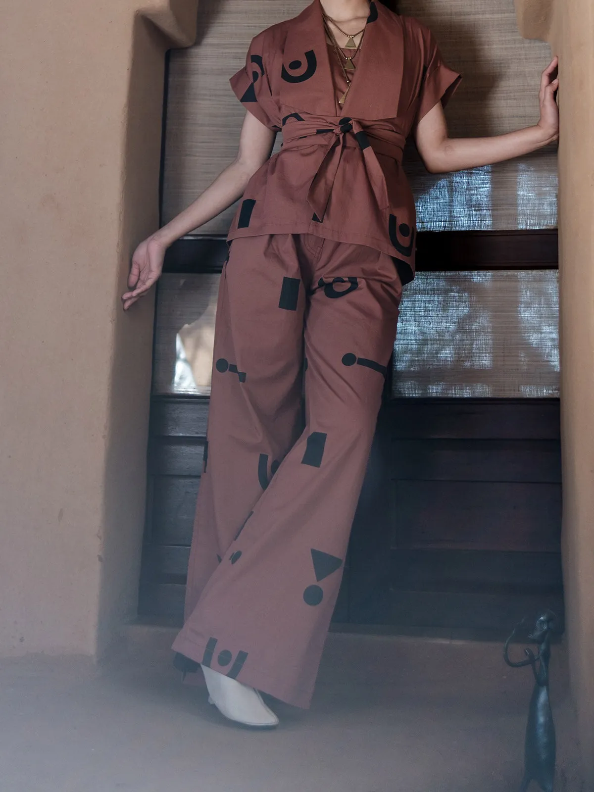 Copper Line Printed Friday Flared Pants