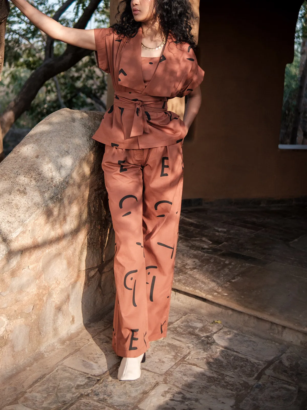 Copper Line Printed Friday Flared Pants