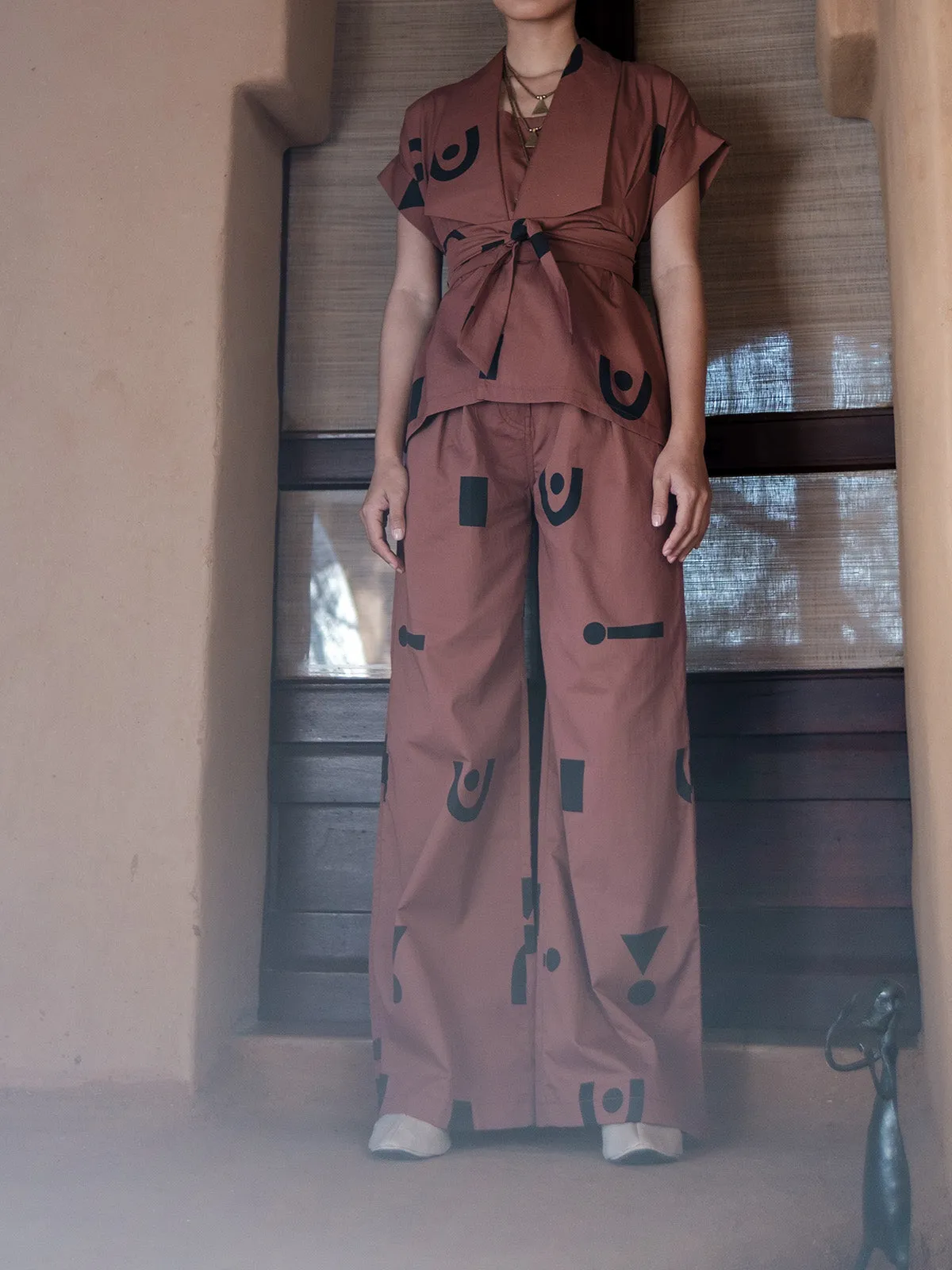 Copper Line Printed Friday Flared Pants