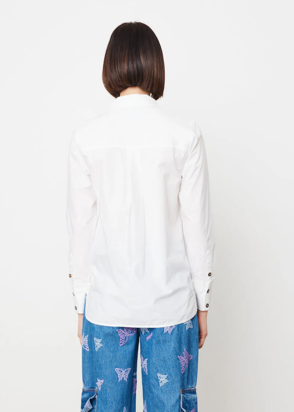 Cotton Poplin Ruffle Shirt