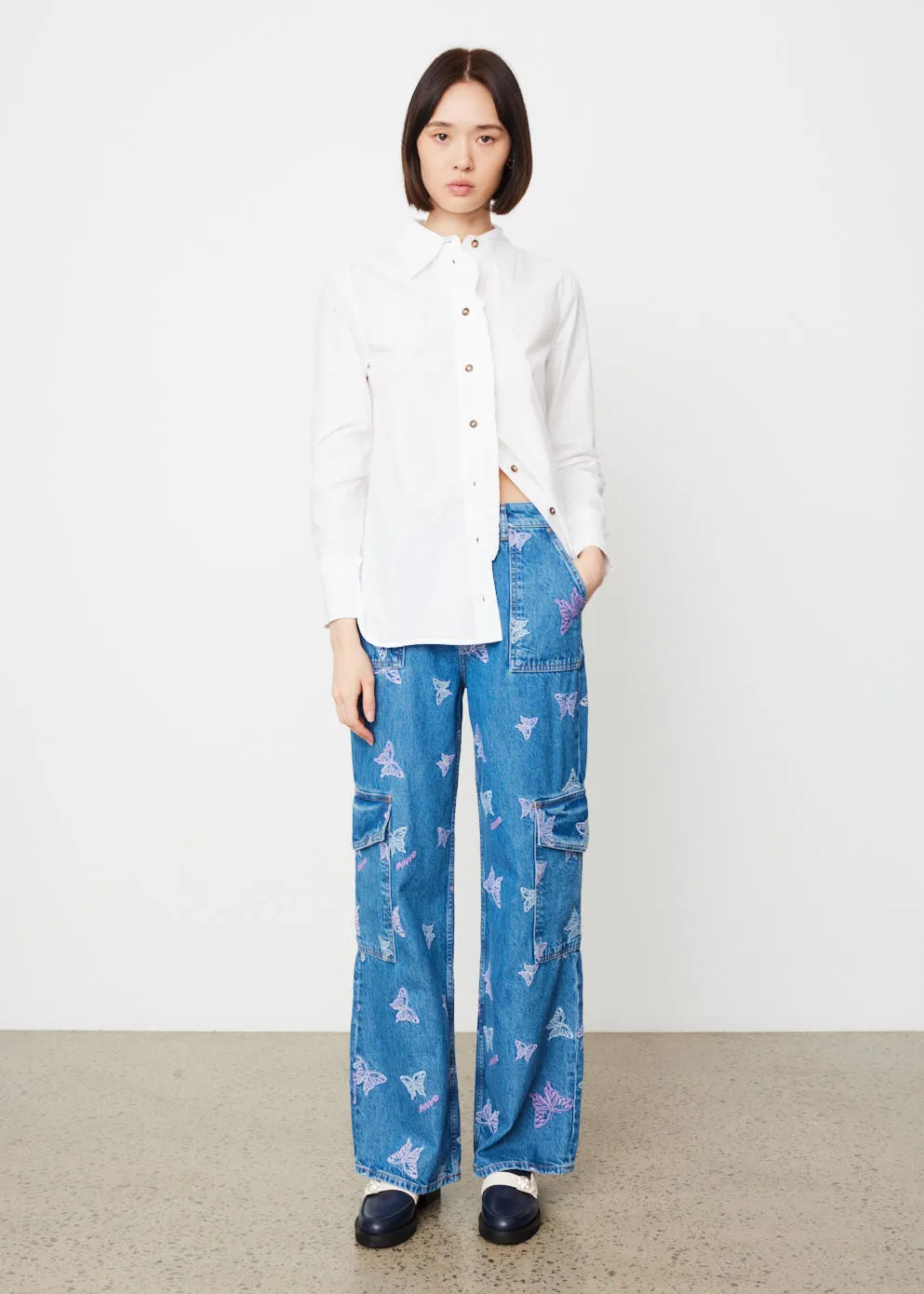 Cotton Poplin Ruffle Shirt