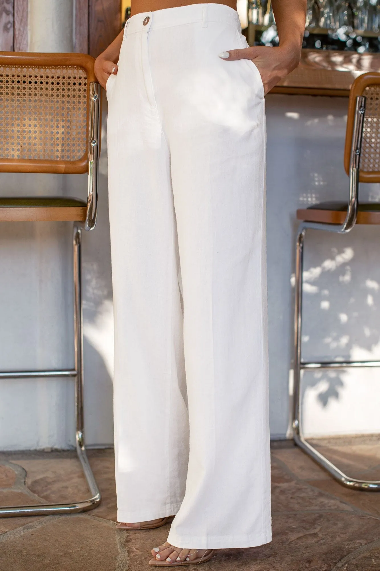 Dina White Linen Pants