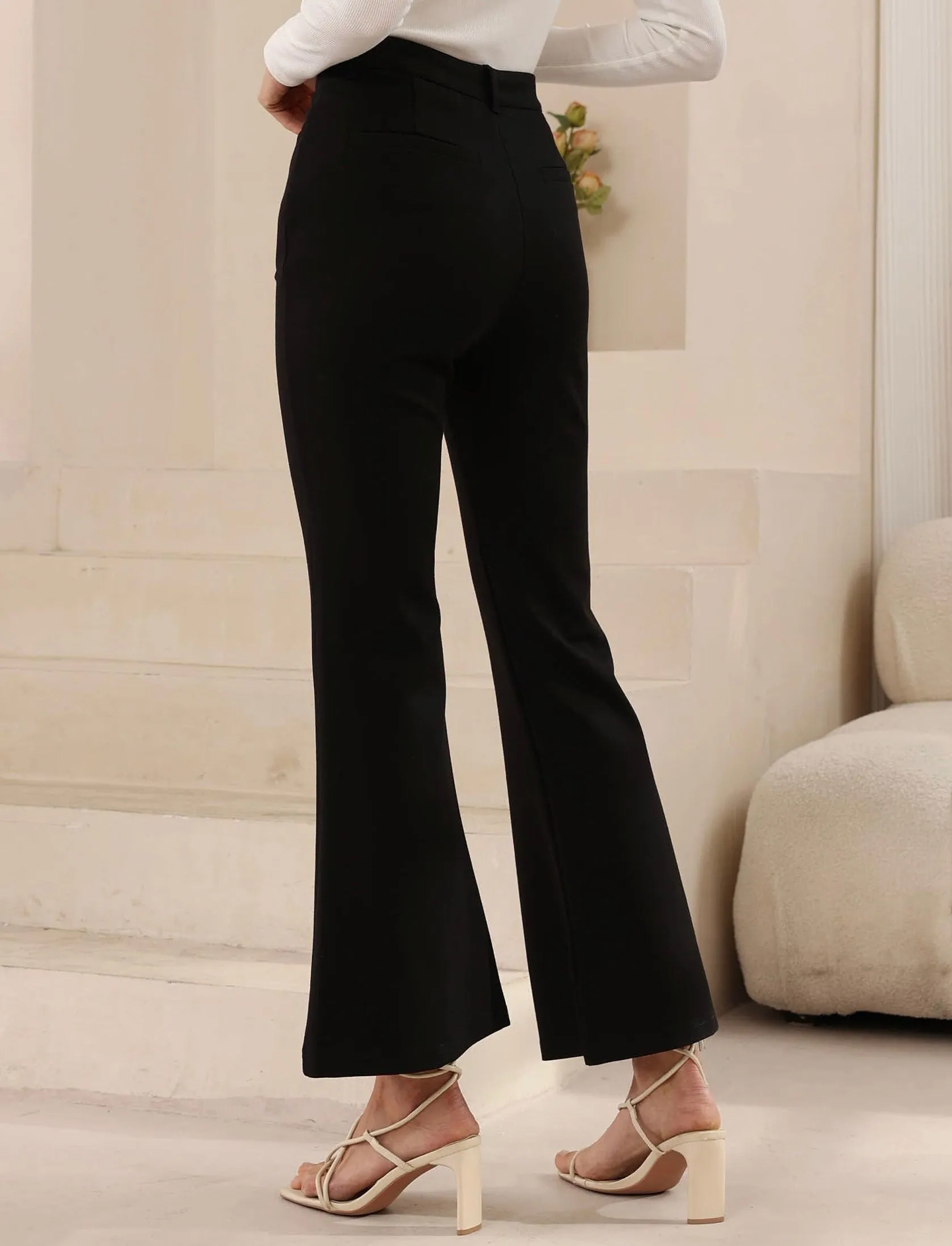 Flared Ponte Pants - Black