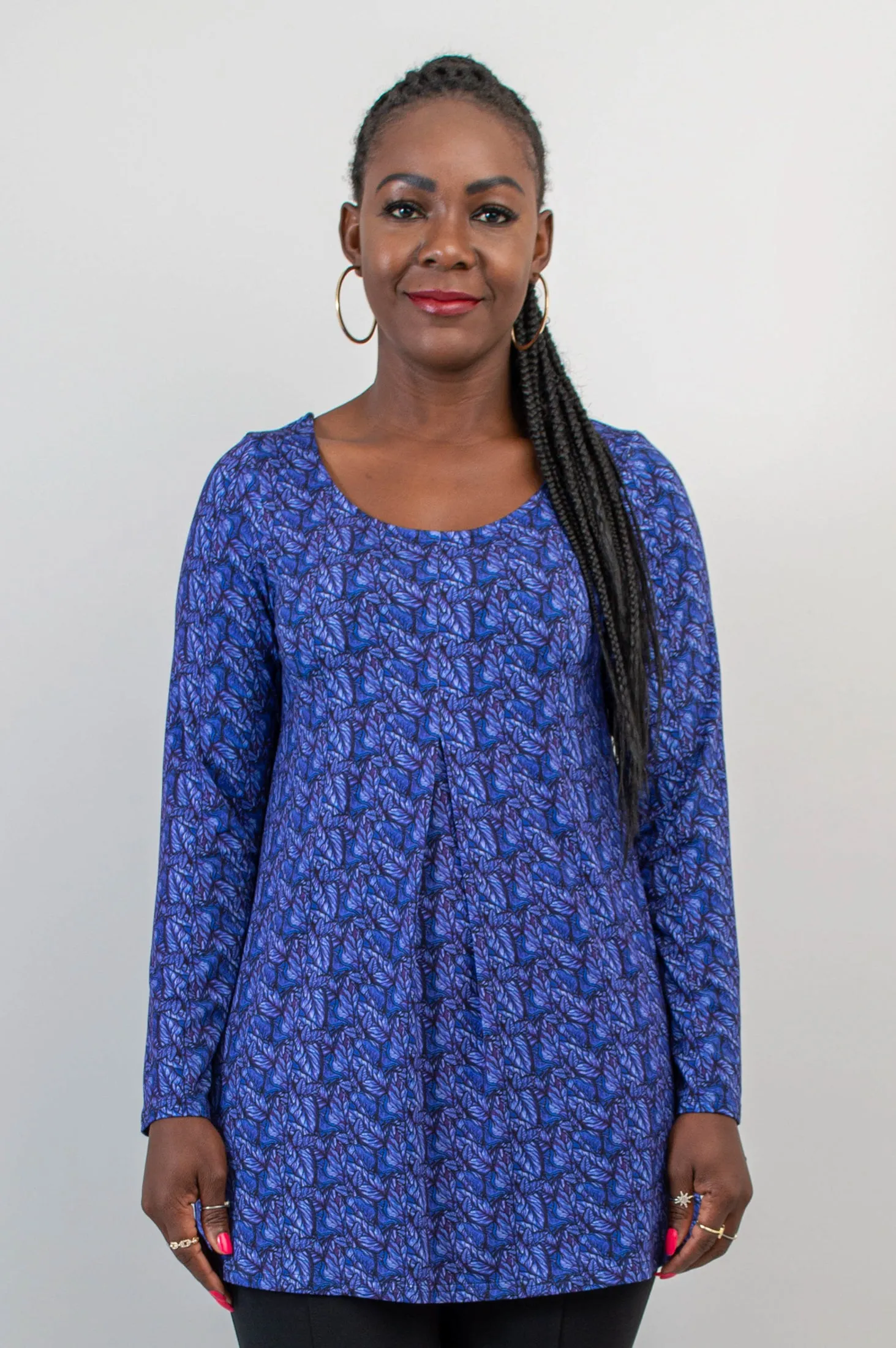 Franca L/S Top, Midnight Leaves, Bamboo - Final Sale