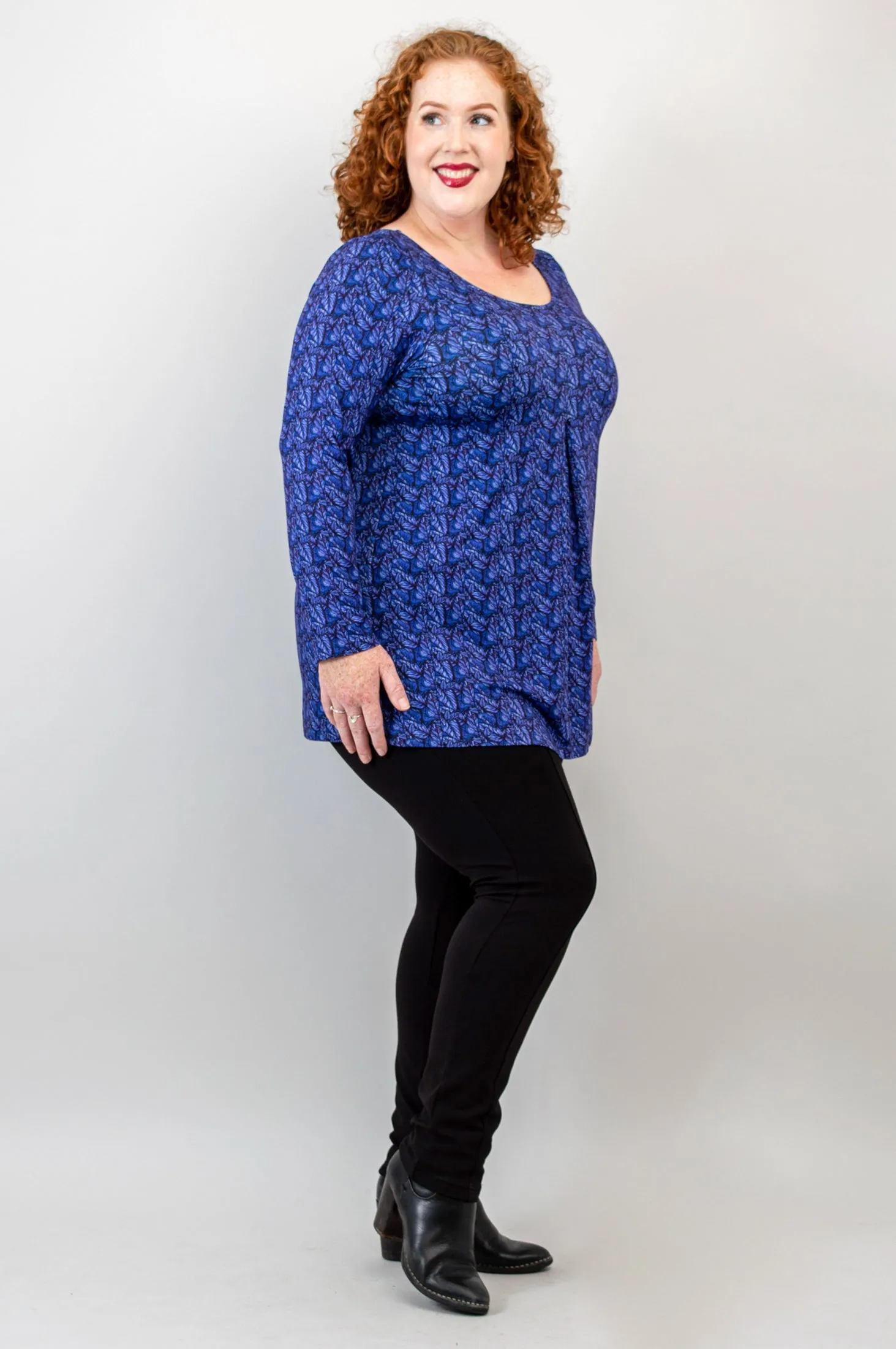 Franca L/S Top, Midnight Leaves, Bamboo - Final Sale