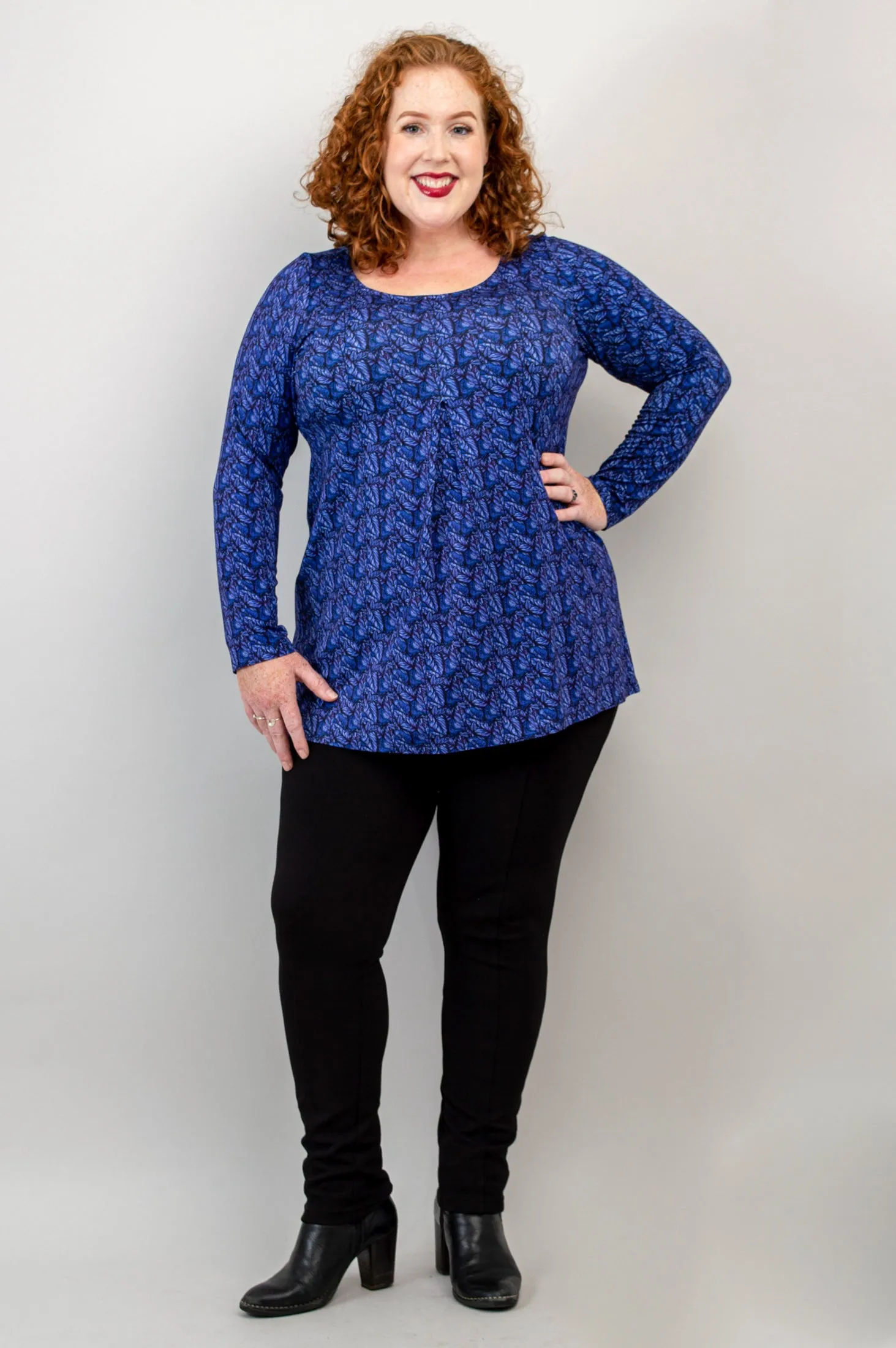 Franca L/S Top, Midnight Leaves, Bamboo - Final Sale