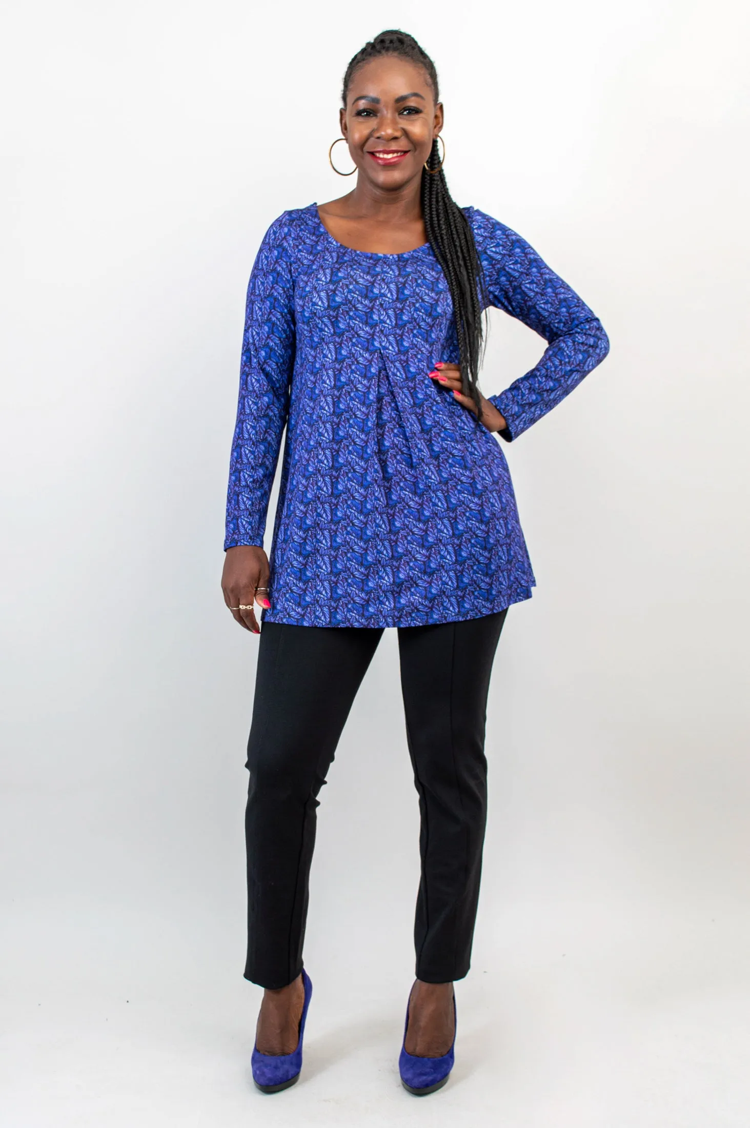 Franca L/S Top, Midnight Leaves, Bamboo - Final Sale
