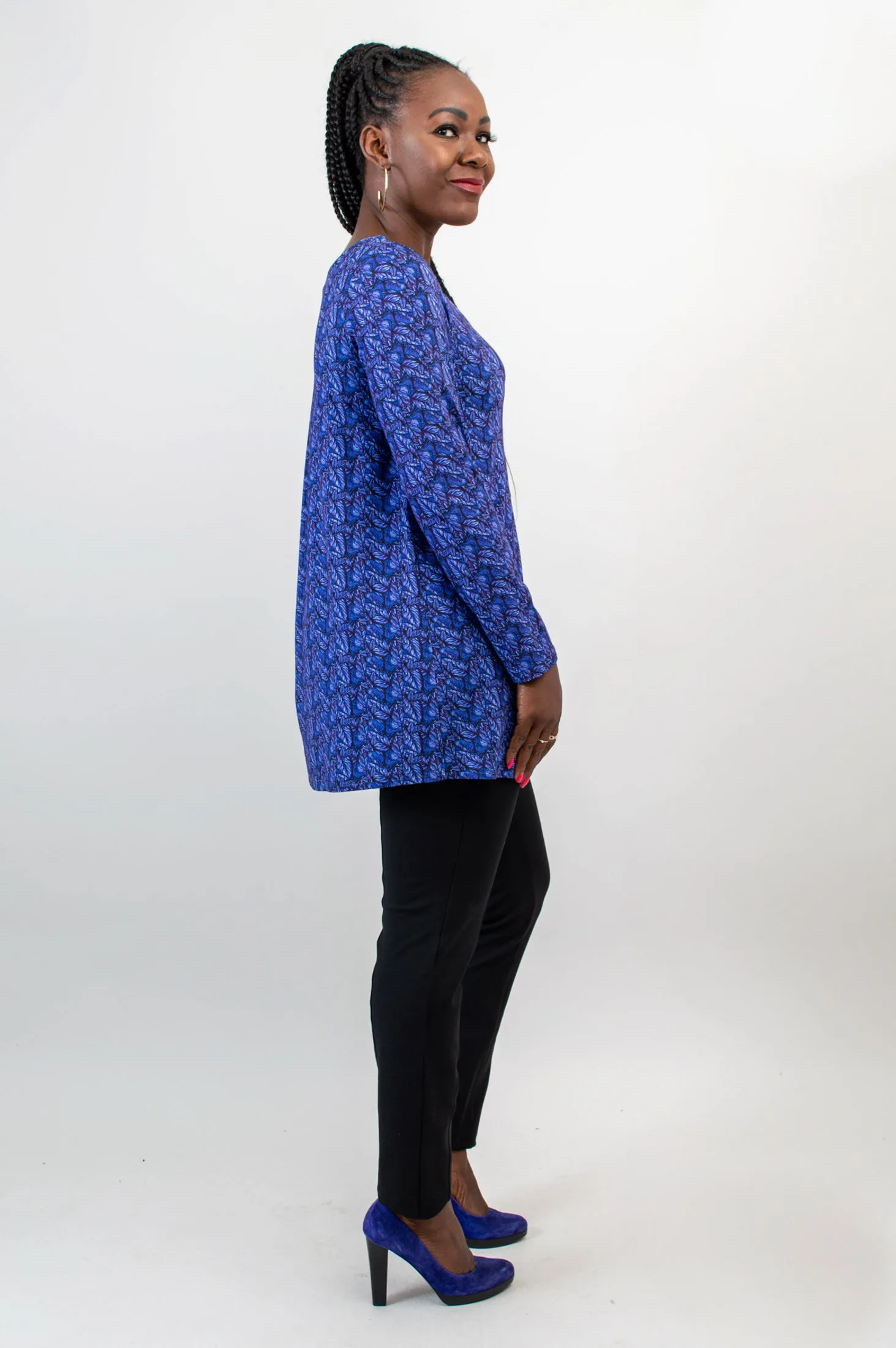 Franca L/S Top, Midnight Leaves, Bamboo - Final Sale