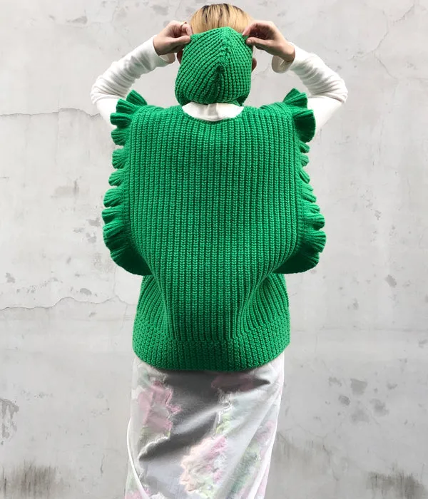 FUMIKA_UCHIDA/Shetland Hand Crochet/HEAD CAP(SPINACH)