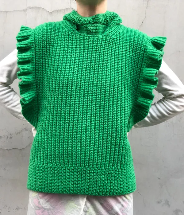 FUMIKA_UCHIDA/Shetland Hand Crochet/HEAD CAP(SPINACH)