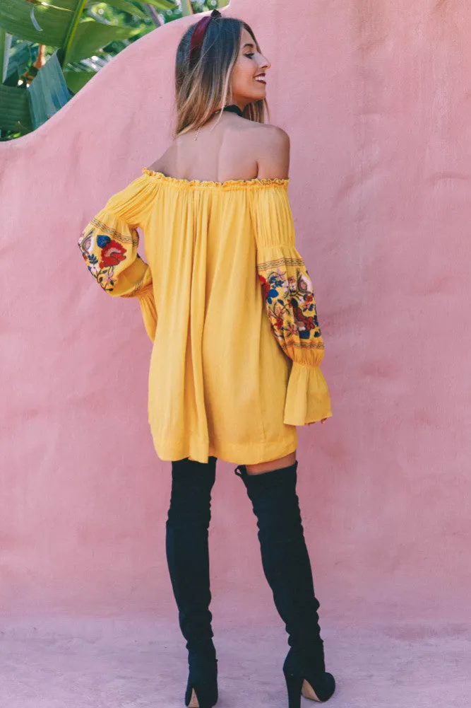 Hey Senorita Dress Mustard