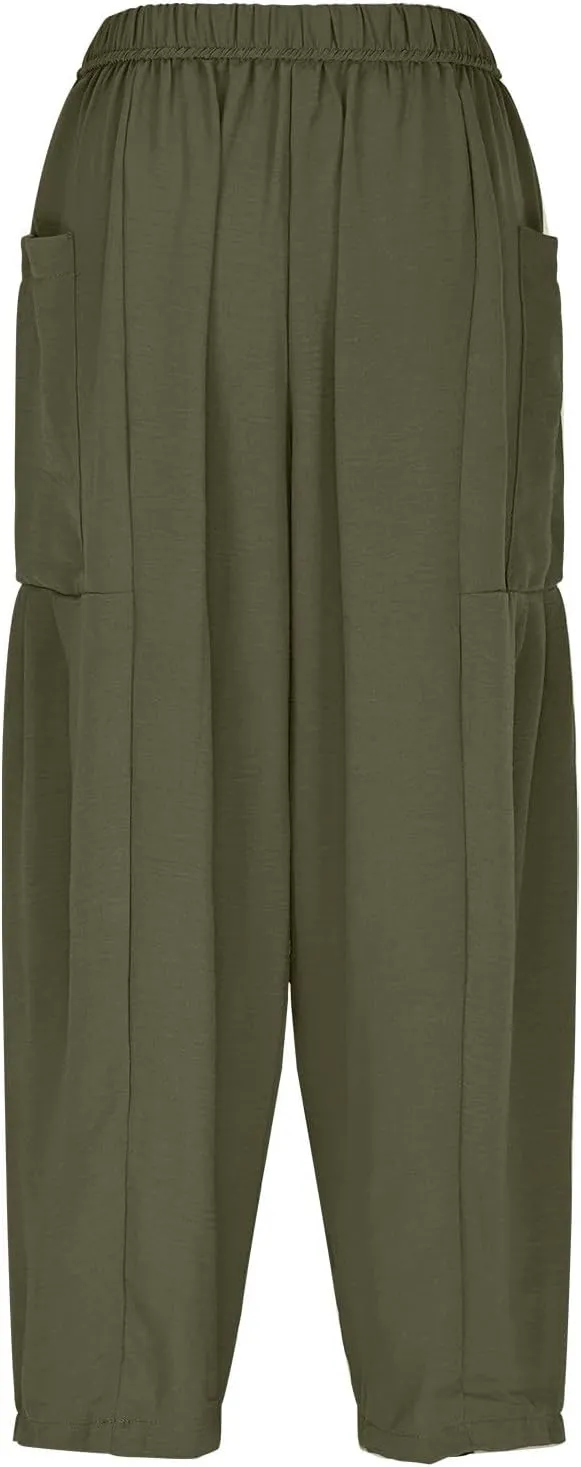 Linen Pants for Women Fashion 2025 Casual Lightweight Drawstring Elastic Waist Pants Solid Trousers with Pockets