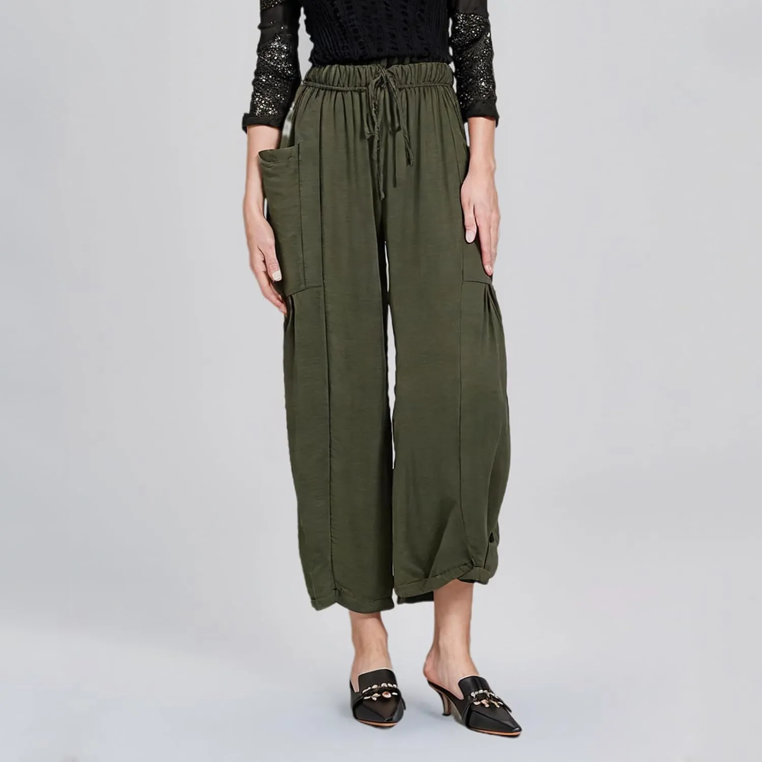 Linen Pants for Women Fashion 2025 Casual Lightweight Drawstring Elastic Waist Pants Solid Trousers with Pockets