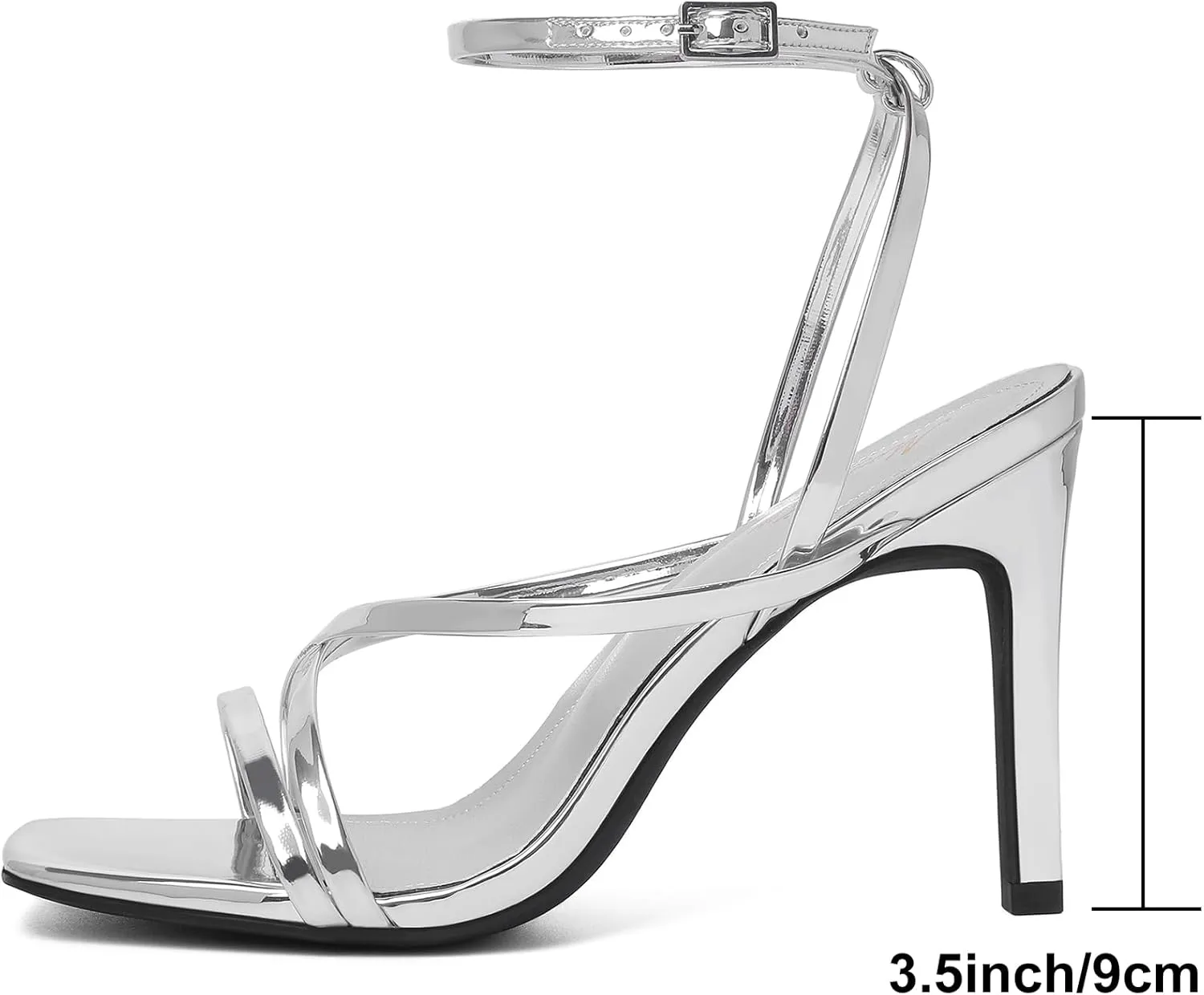 Mostrin Strappy Heels for Women Square Open Toe Lace Up Heeled Sandals Ankle Strap Sexy Stiletto High Heels for Party, Prom, Dating, Wedding