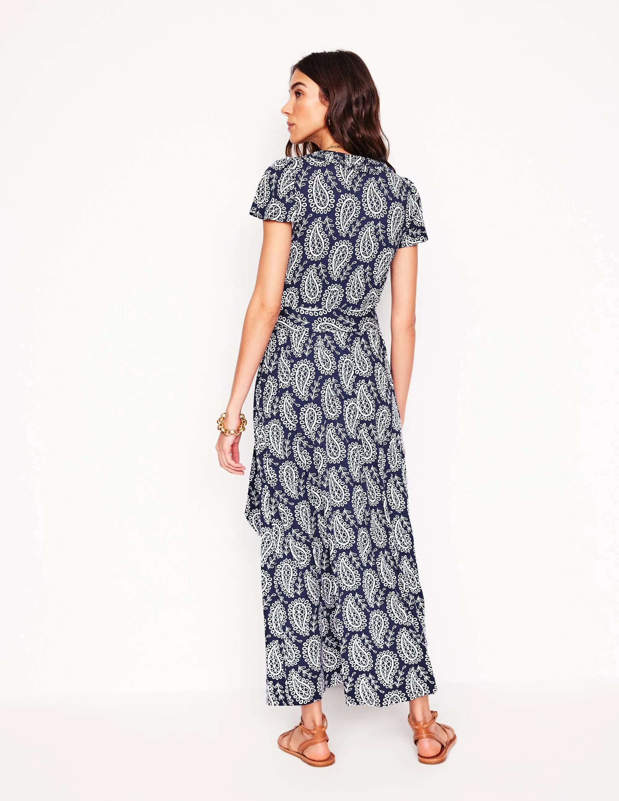 Nicola Jersey Tea Dress-French Navy,  Paisley Heart