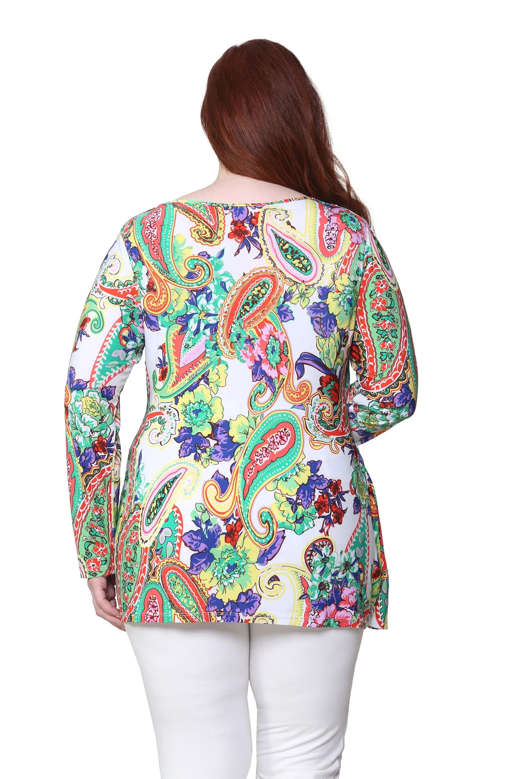 Paisley Printed Wrap Tunic - Plus Size