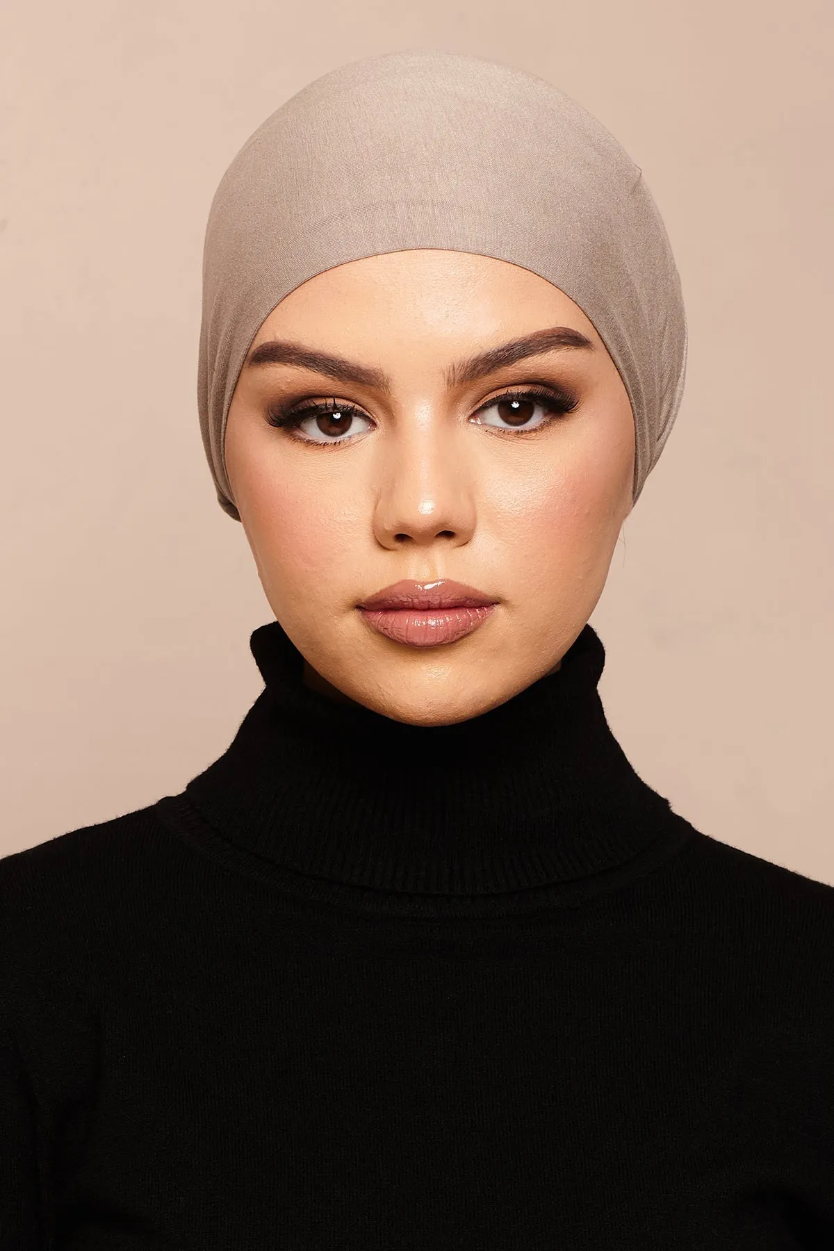 Satin-blend Latte Bamboo Jersey Hijab Cap