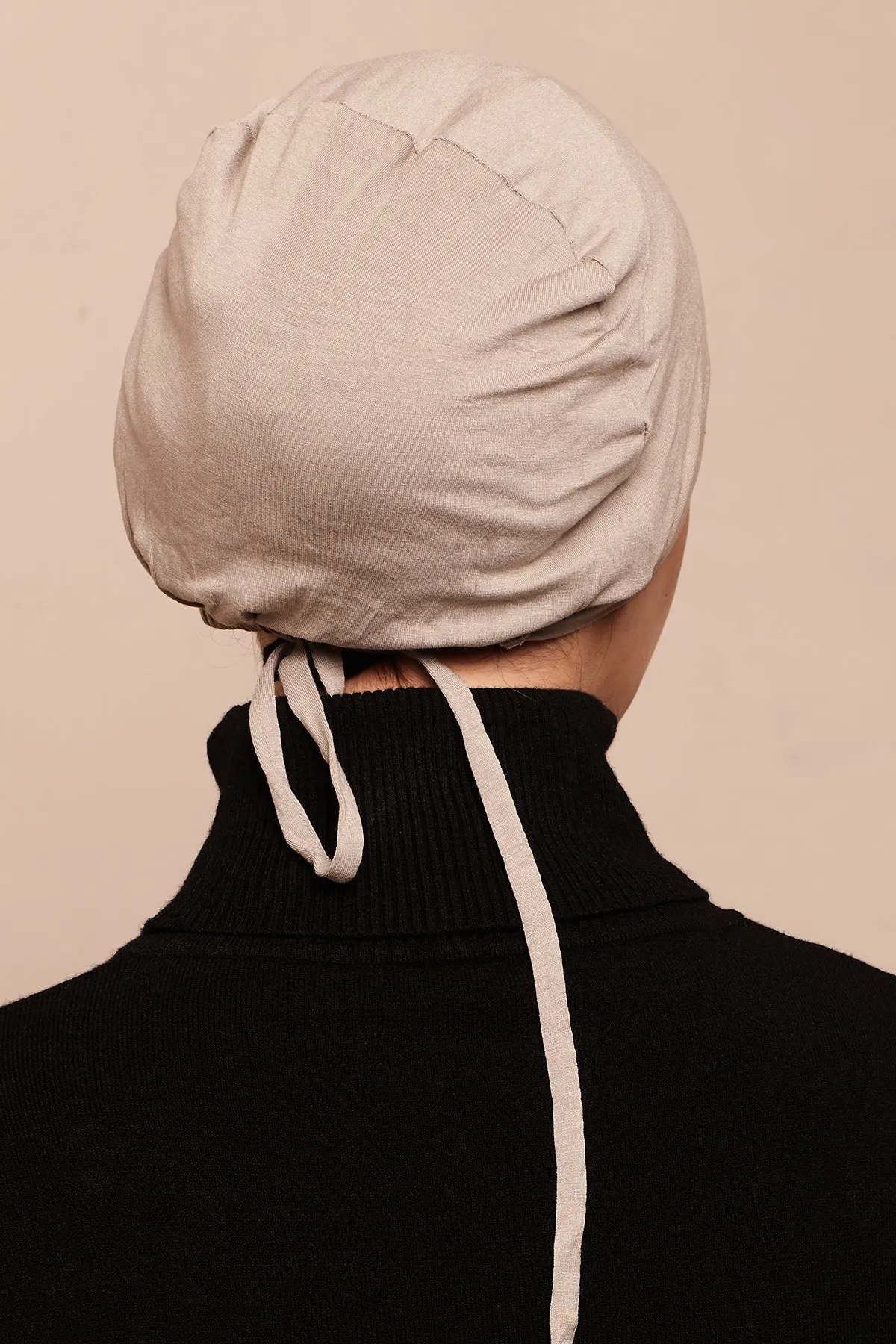 Satin-blend Latte Bamboo Jersey Hijab Cap