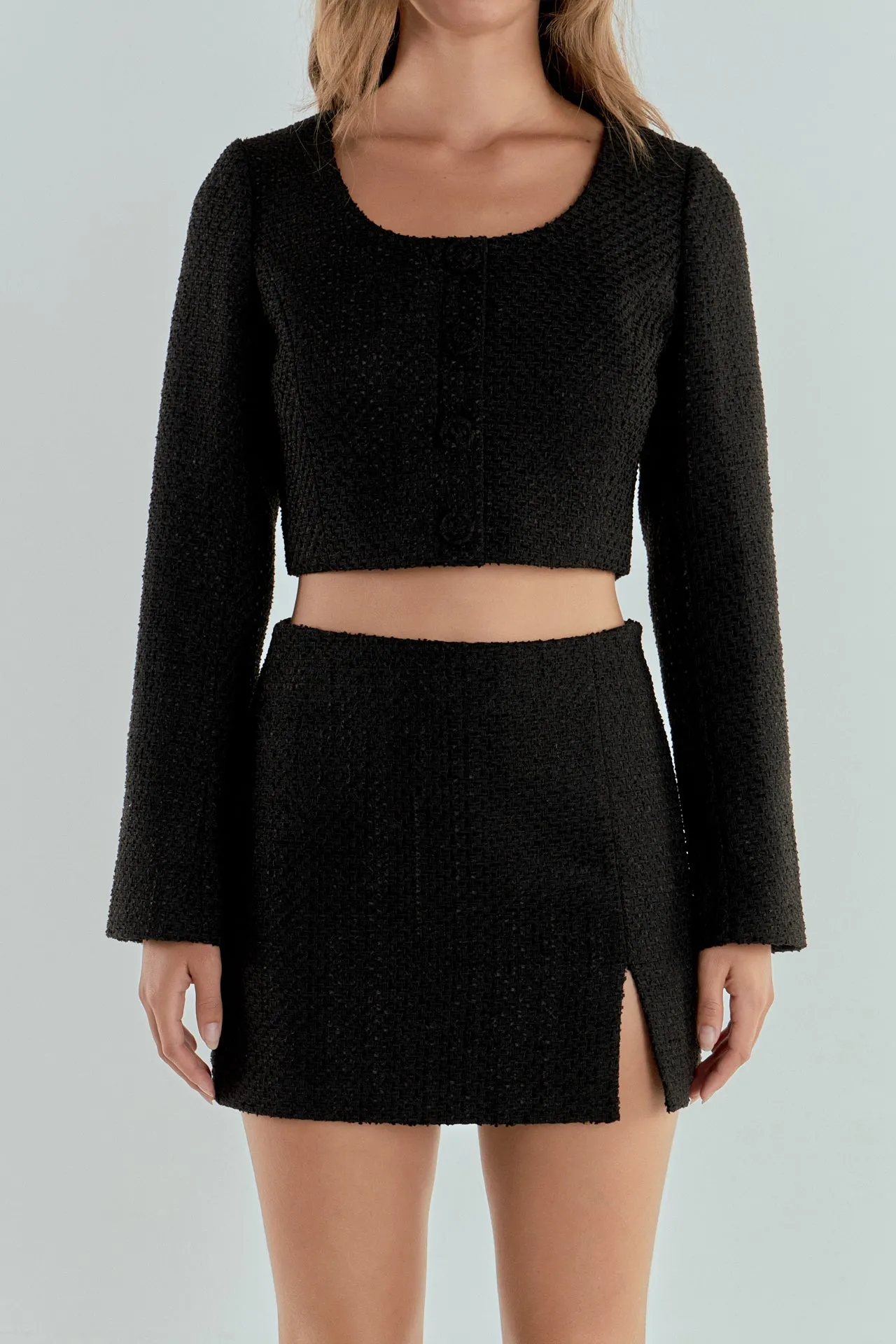 Tweed Buttoned Top
