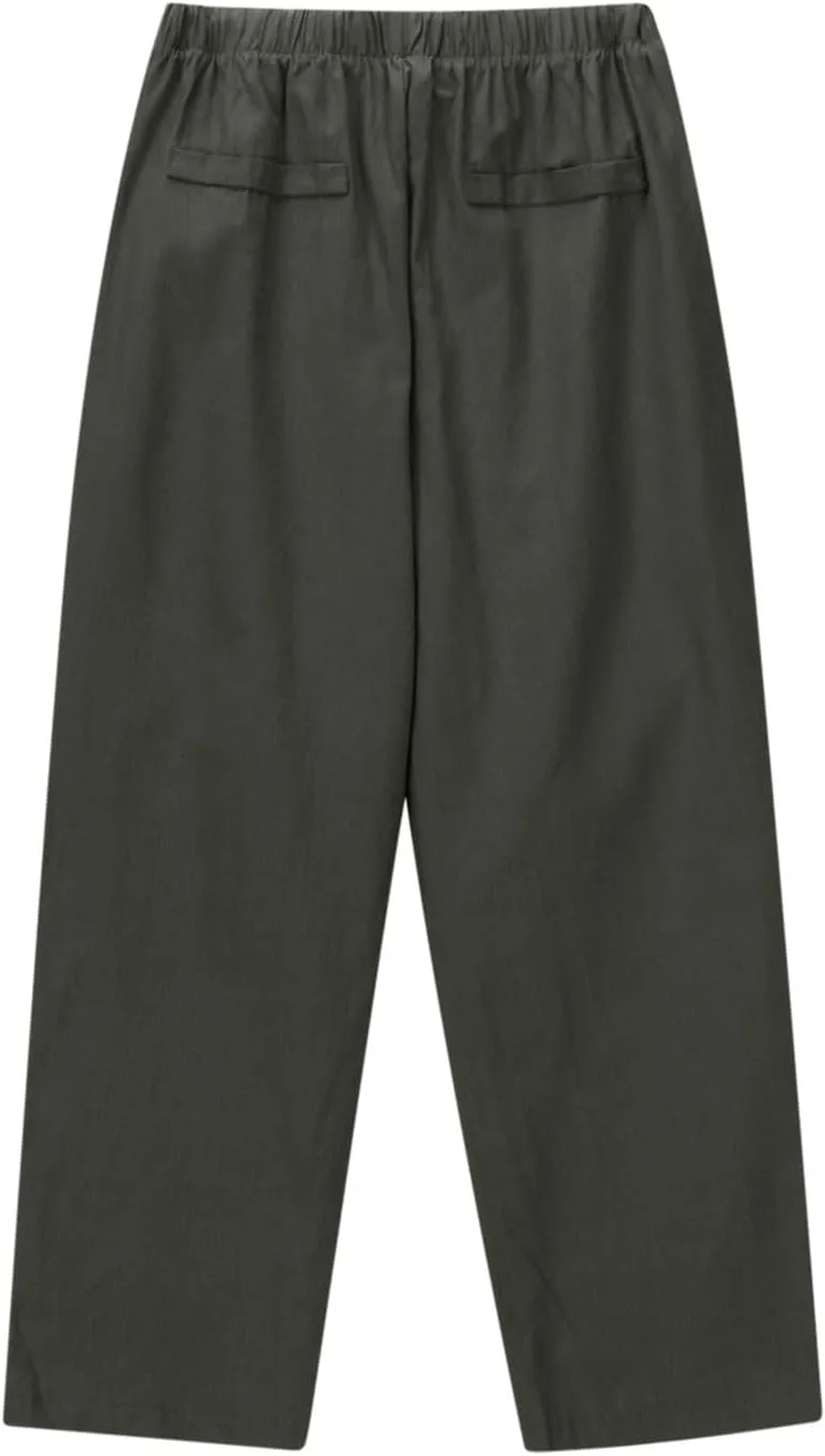 Women's Cotton Linen Summer Pants Wide Leg Casual Drawstring Elastic Pants Fashion Solid Color Trousers with Pockets