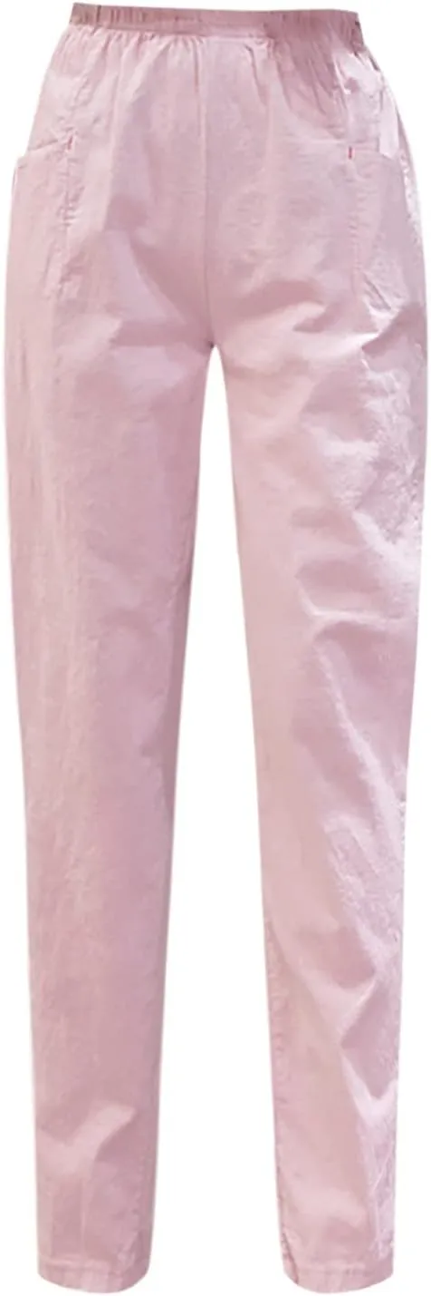Womens Summer Cotton Linen Casual Pants Slim Fit Versatile Wear to Work Pants for Women Elastic Waist Outdoor Walking Trouser