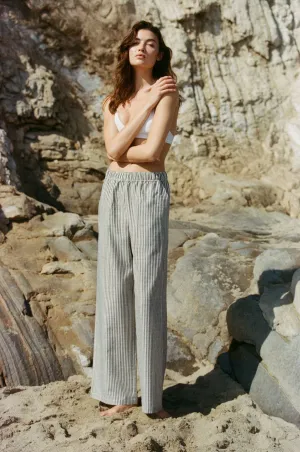 Woven Striped Pants - Ivory Black